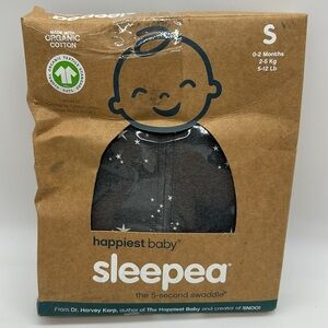New Sleepea Happiest Baby SACK SLEEP Gray stars size Small 0-2 Months
